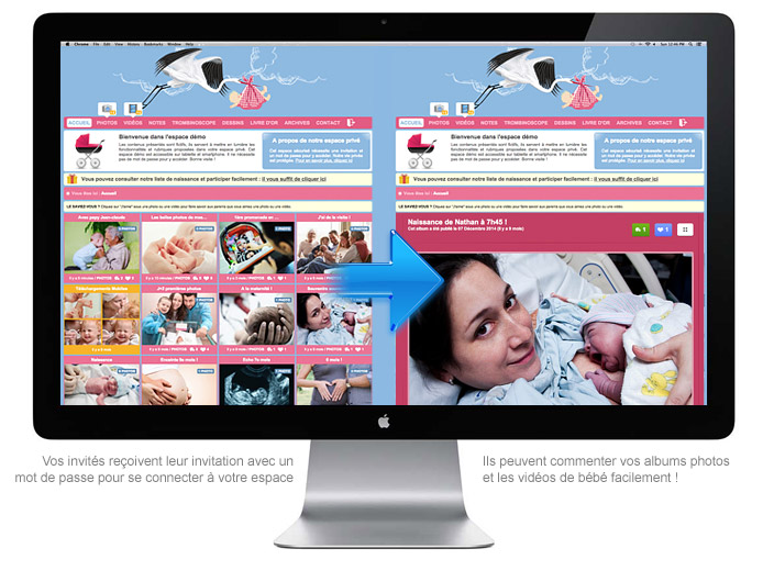 Partagez les photos et vidéos de votre bébé avec vos proches 